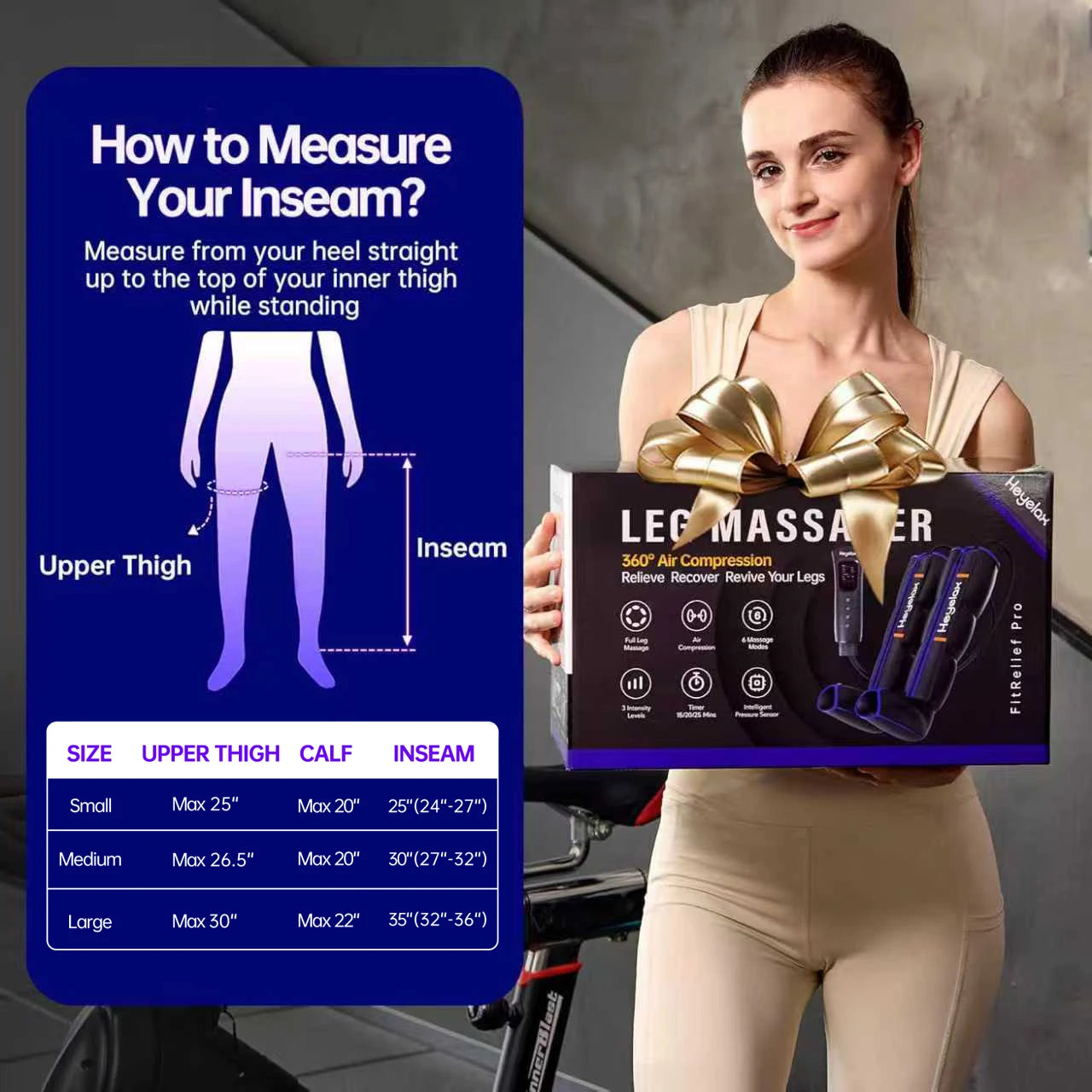 Heyelax Leg Compression Massager for Circulation, Recovery, Pain Relief