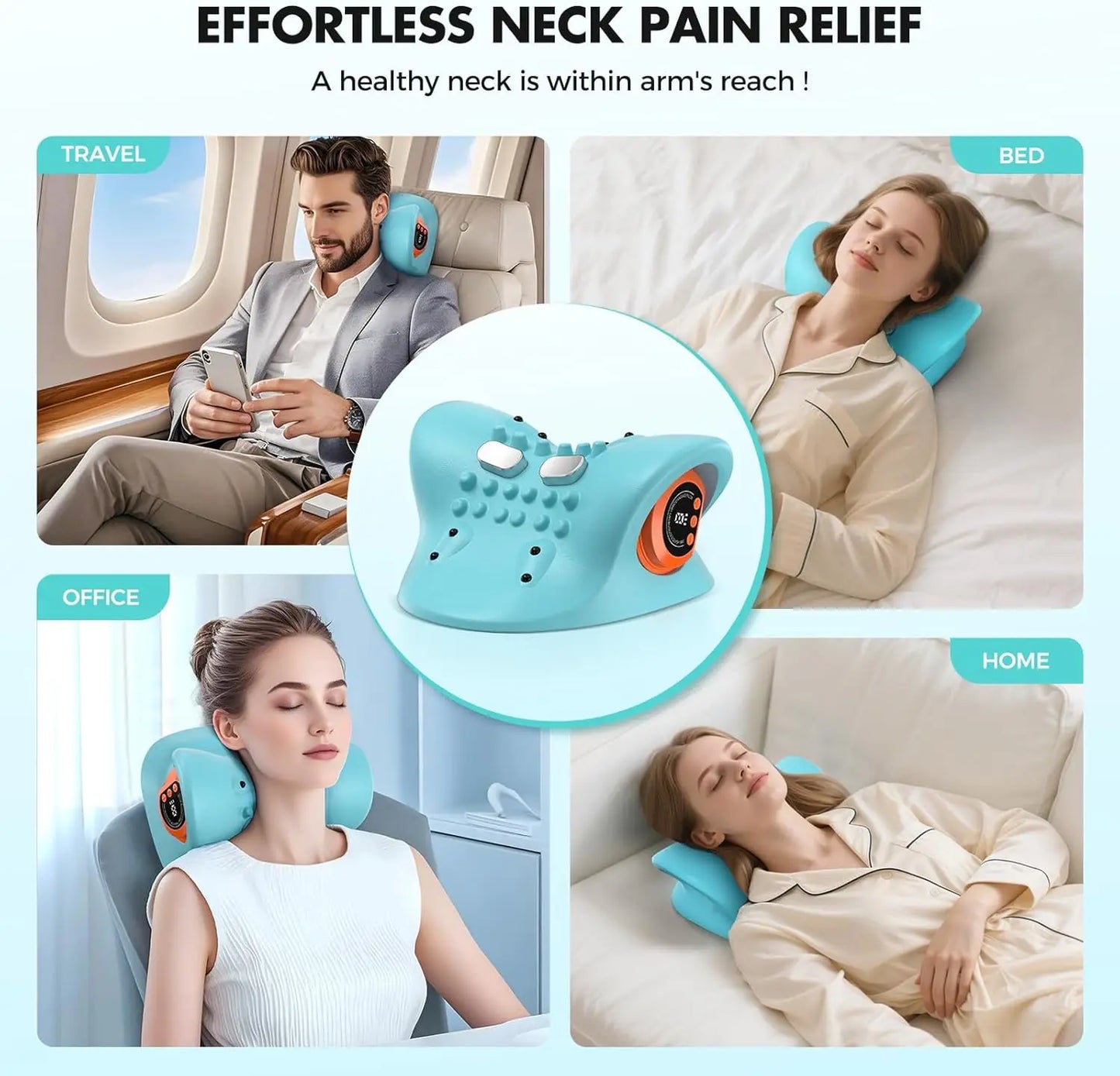 Rechargeable Portable Neck Massager Pillow With Remote Shiatsu Heat