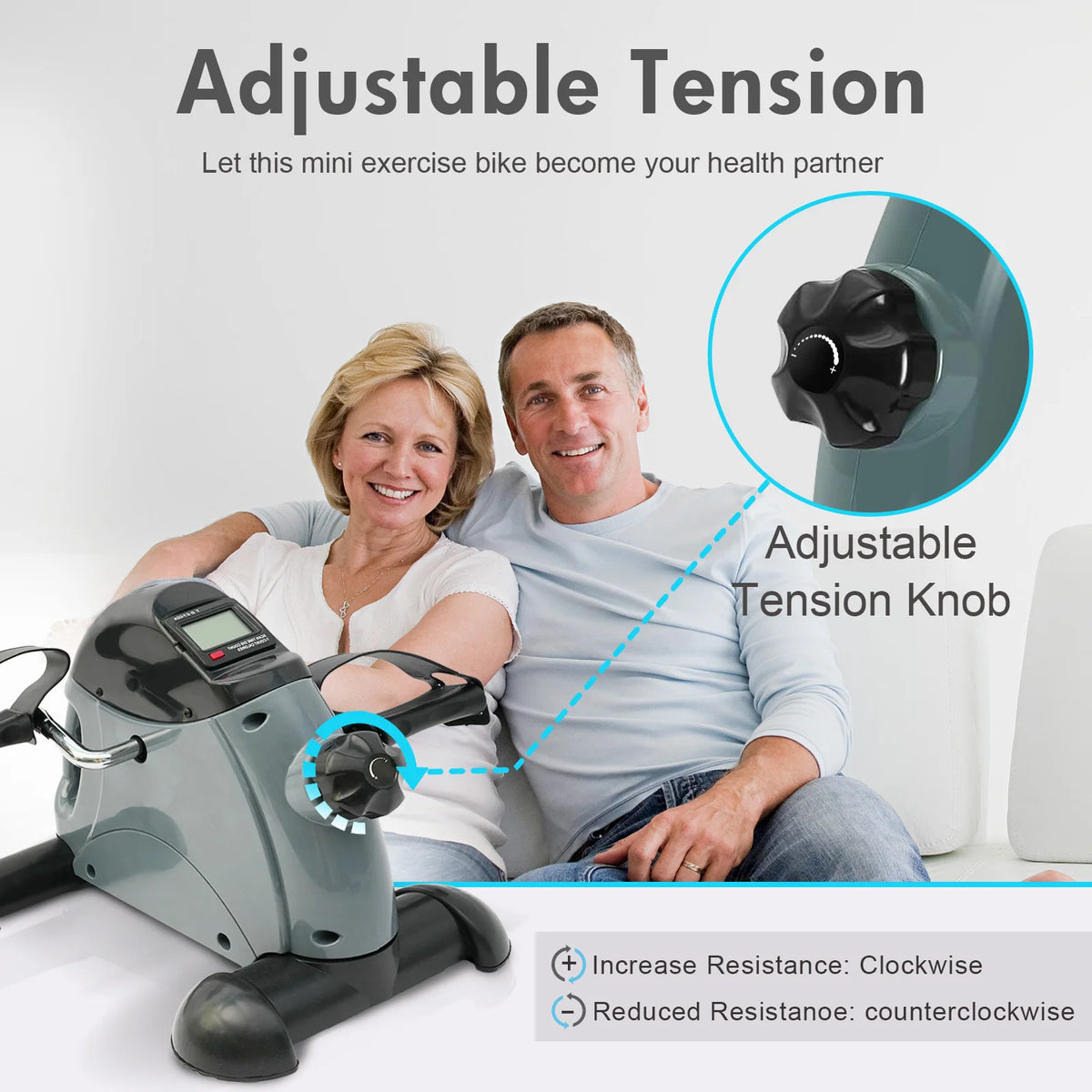 Mini Motorized Under Desk Pedal Exerciser Bike Digital LCD Display