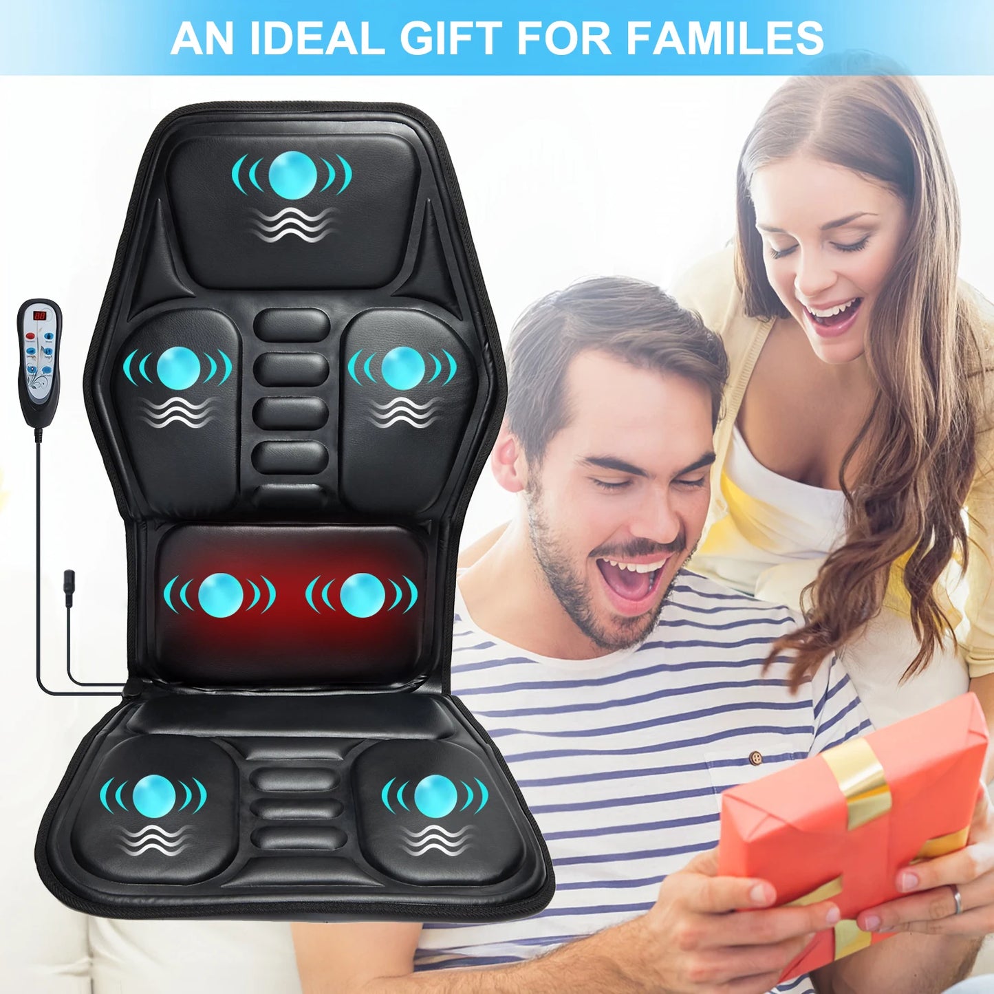HOMEMASSA Massage Chair Pad With Heat Back Massager Seat Cushion
