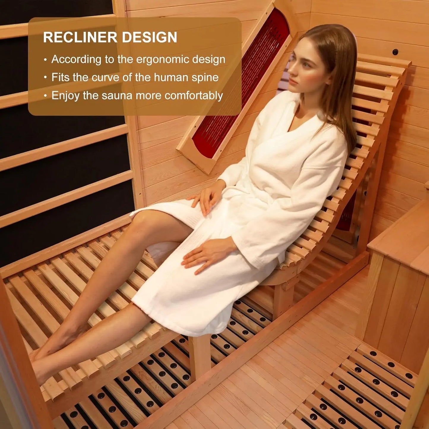 SMARTMAK Far Infrared Wood Sauna Indoor Canadian Hemlock