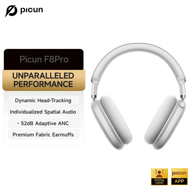Picun F8 Pro Wireless Headphones Featuring Active Noise Cancellation