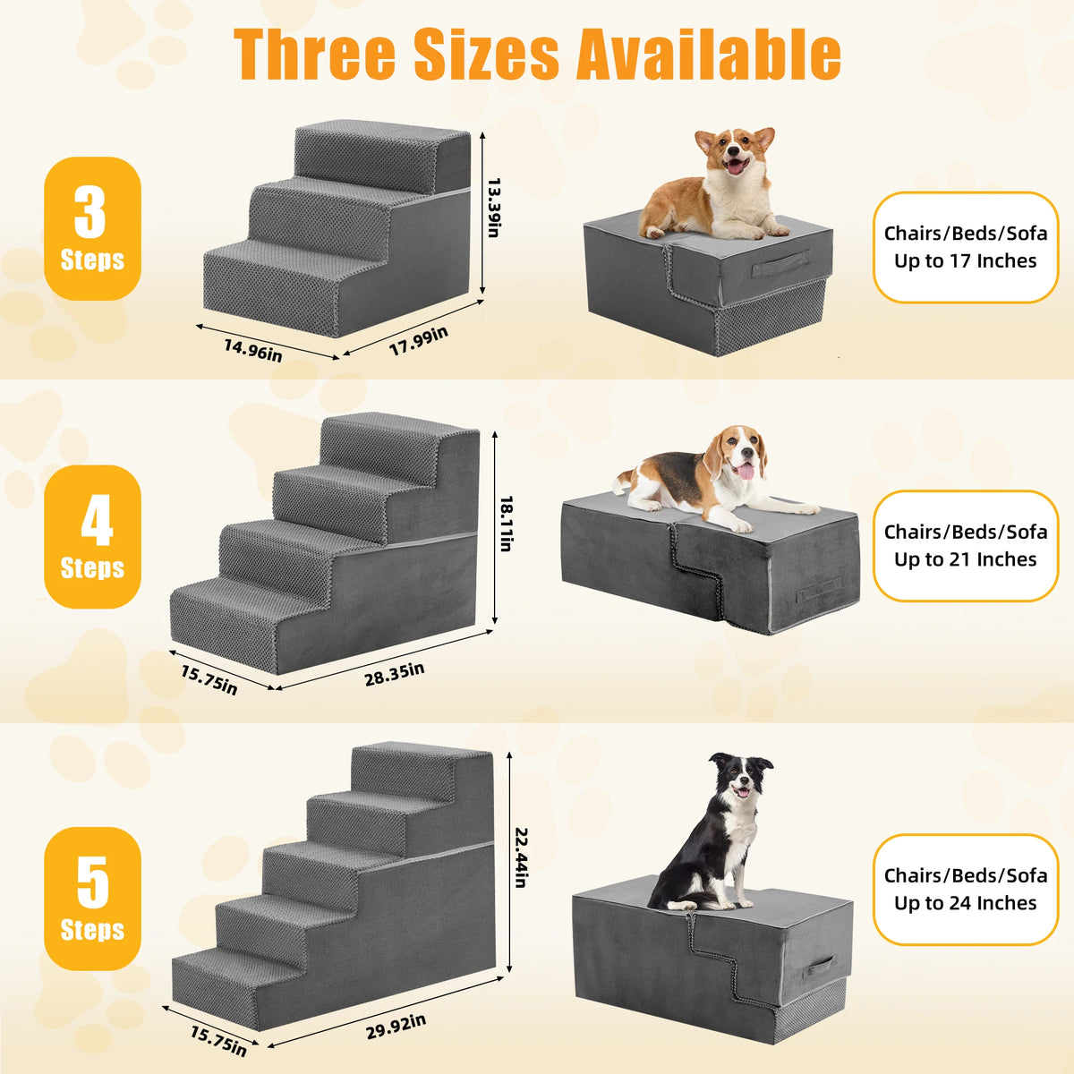 Foam Dog Stairs Ramp With Curved Non Slip Surface