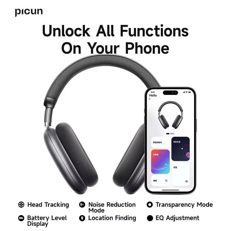 Picun F8 Pro Wireless Headphones Featuring Active Noise Cancellation