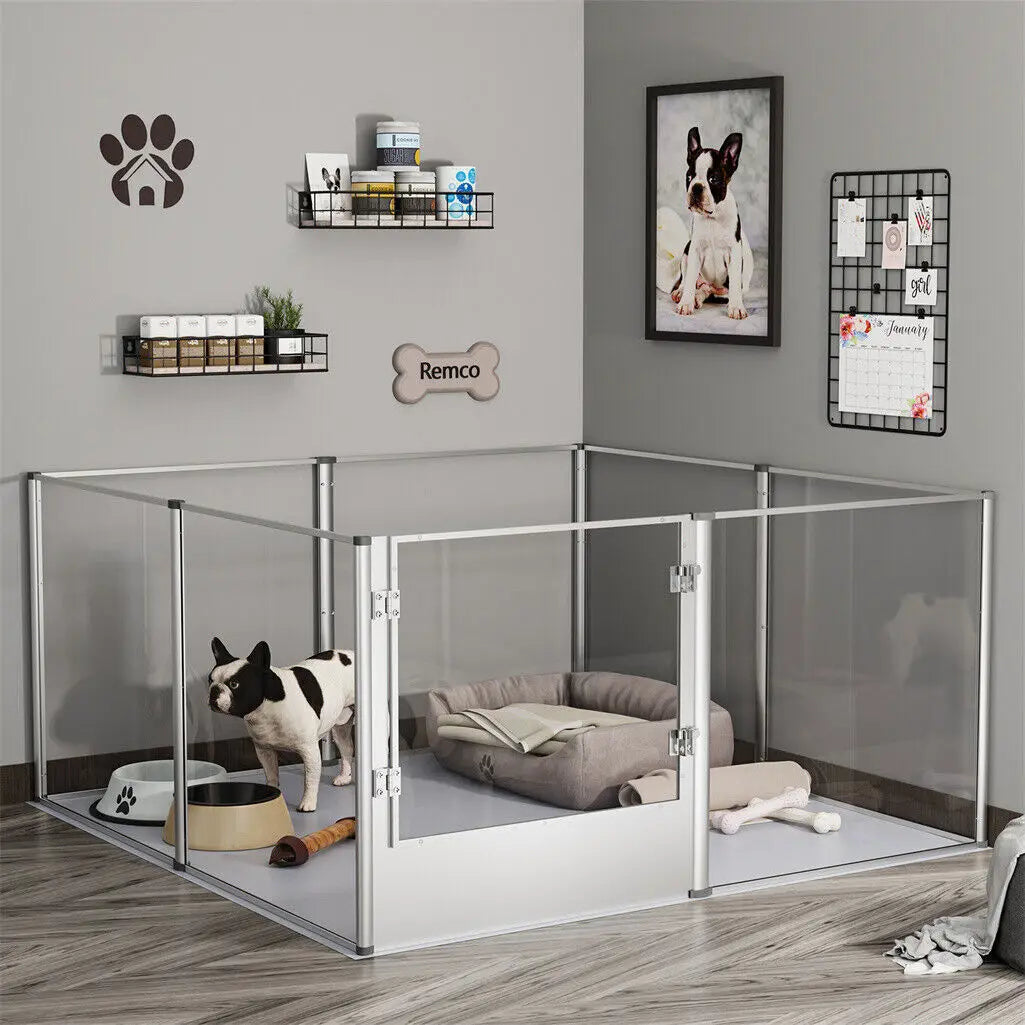 Bingopaw Clear Acrylic Pet Playpen With Waterproof Pad For Small Animals