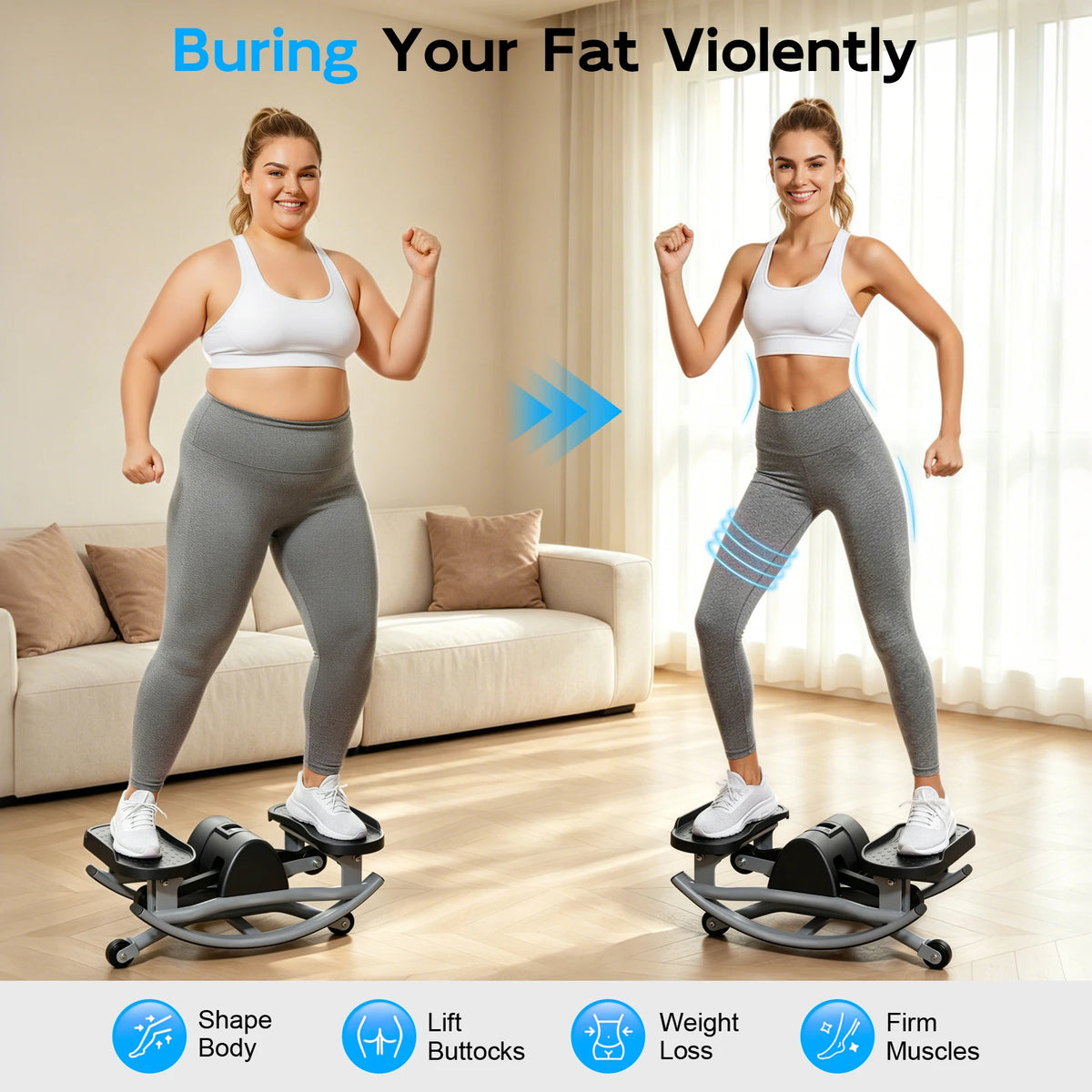 Digital Display Twisting Stepper Machine With Resistance Bands