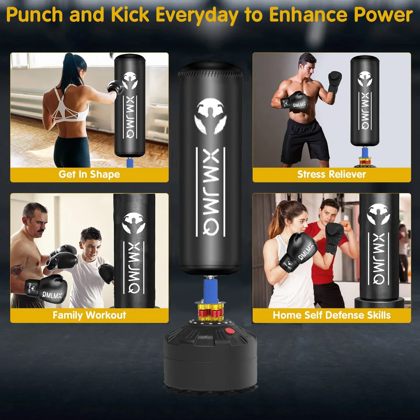 LEKARO Standing Boxing Post With Gloves For Home Training Sandbag