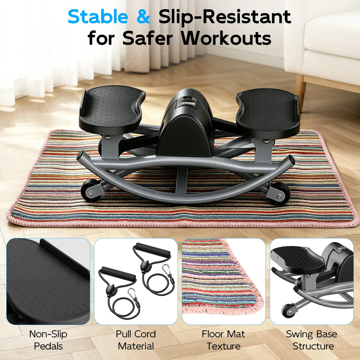 Digital Display Twisting Stepper Machine With Resistance Bands
