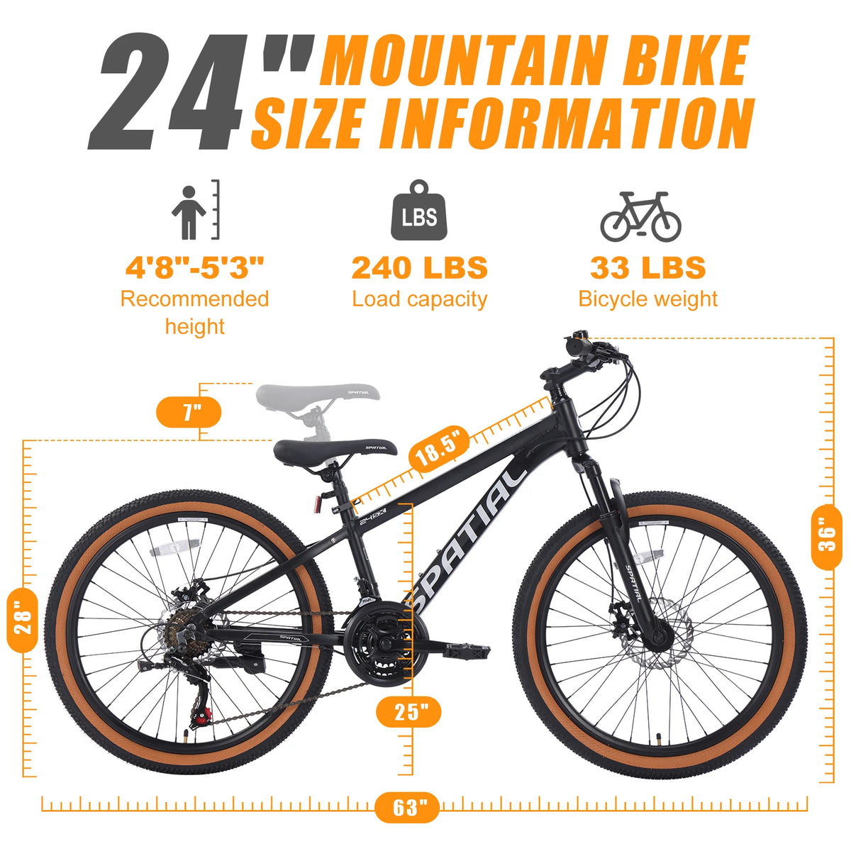 Spatial MT24FS 21 Speed Aluminum Hardtail Mountain Bike