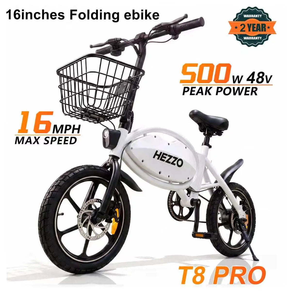 Hezzo T8 Pro Foldable Electric Bike With Dual Disc Brakes