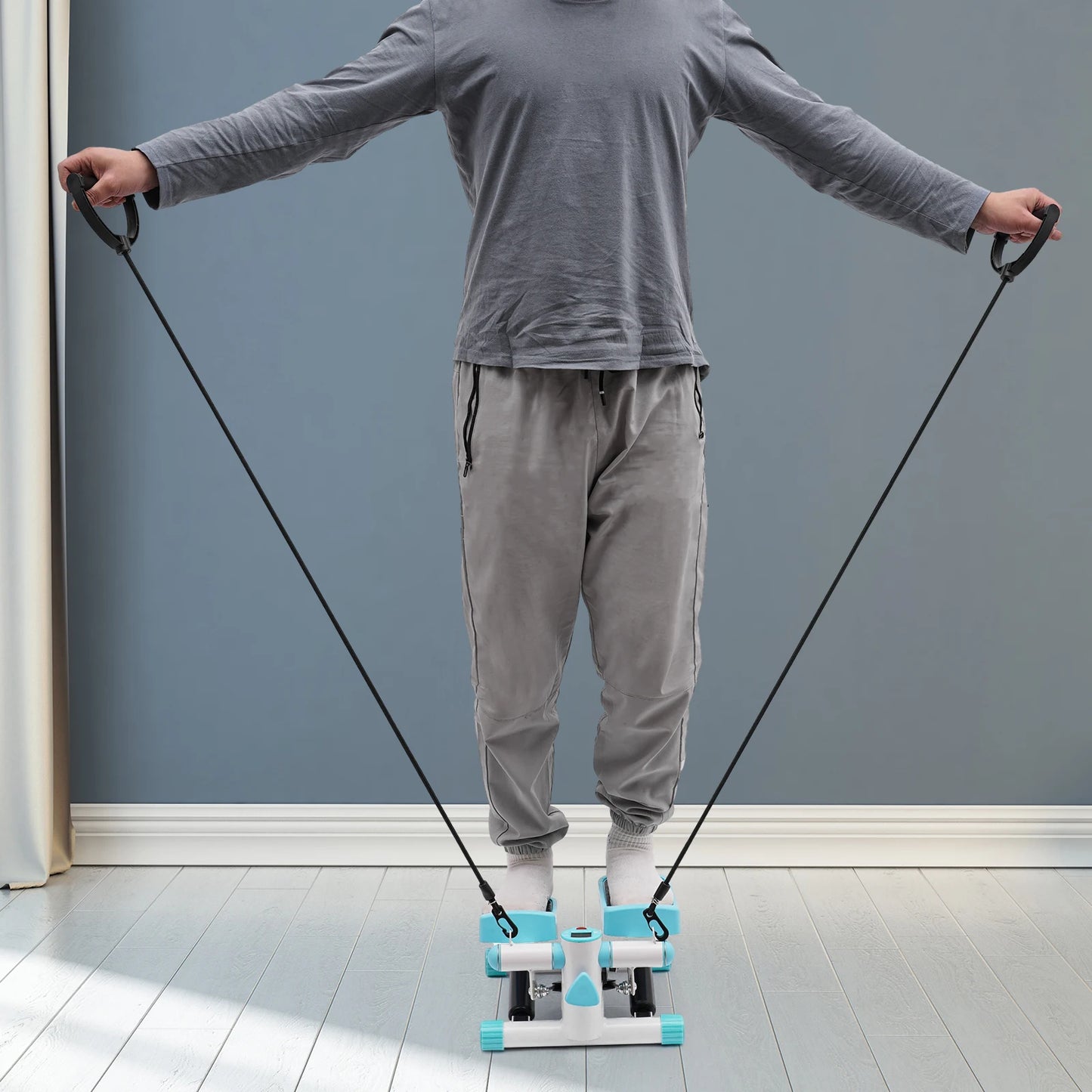 Mini Stepper With Resistance Bands Hydraulic Quiet Fitness Machine