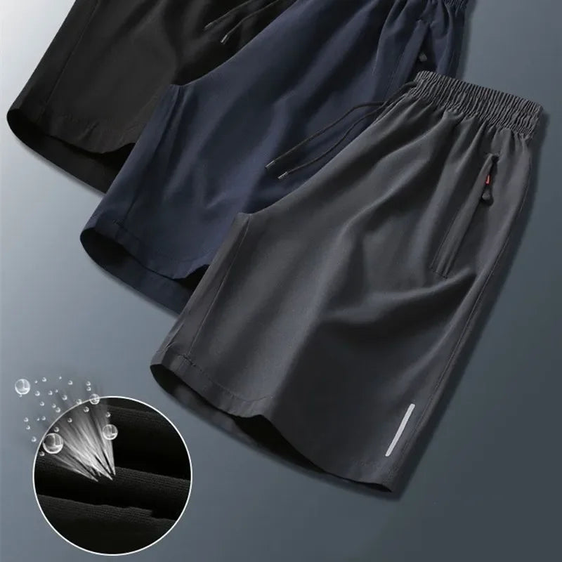 Summer Ice Silk Running Shorts Men Quick Dry Breathable