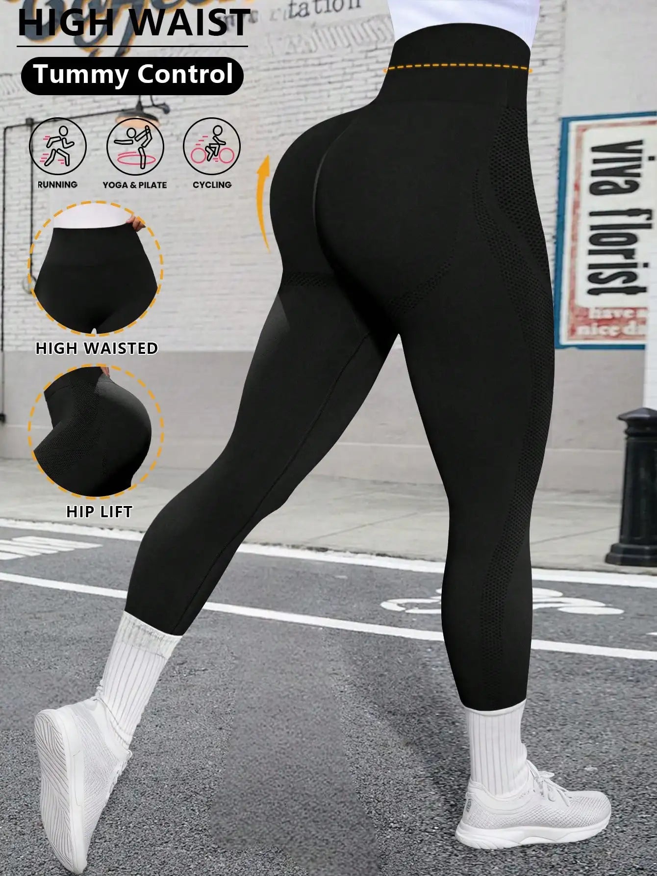 Women's High Waist Yoga Pants With Tummy Control For Running