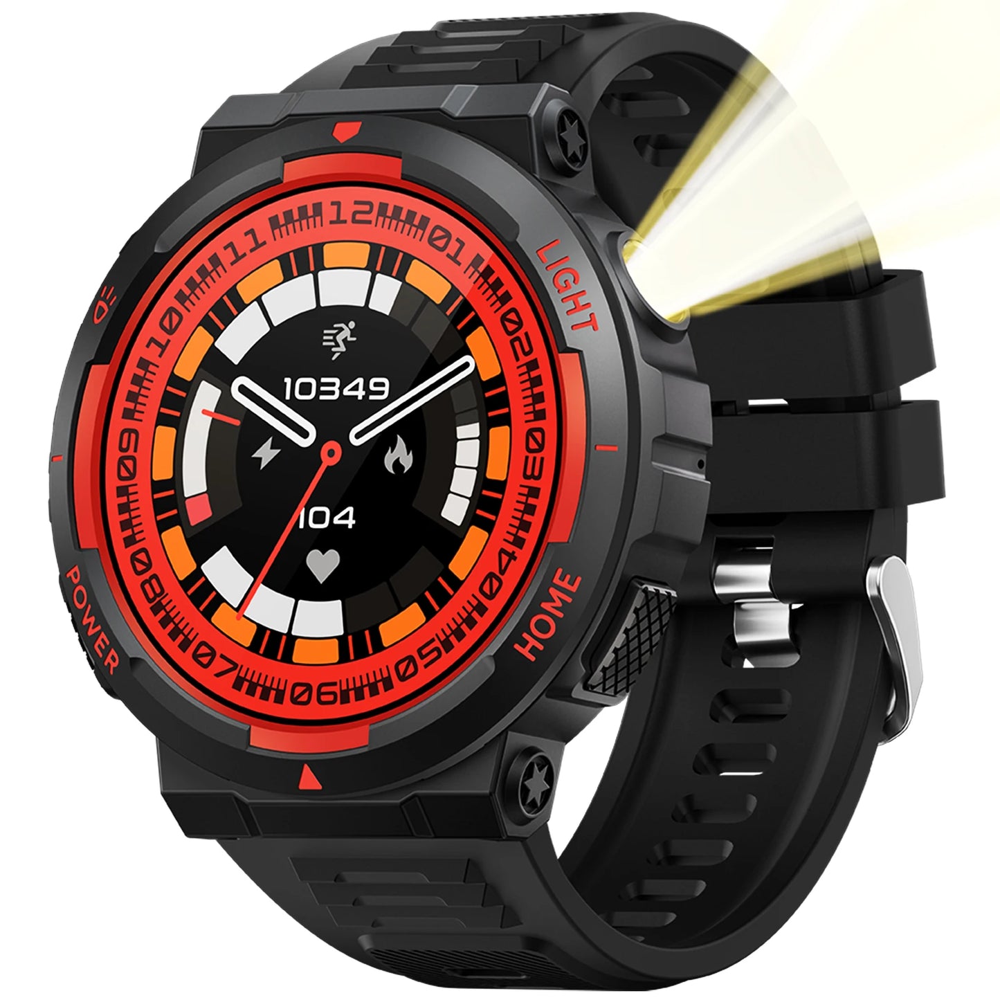 EIGIIS Men's Smartwatch With LED Flashlight And 100+ Sports Modes