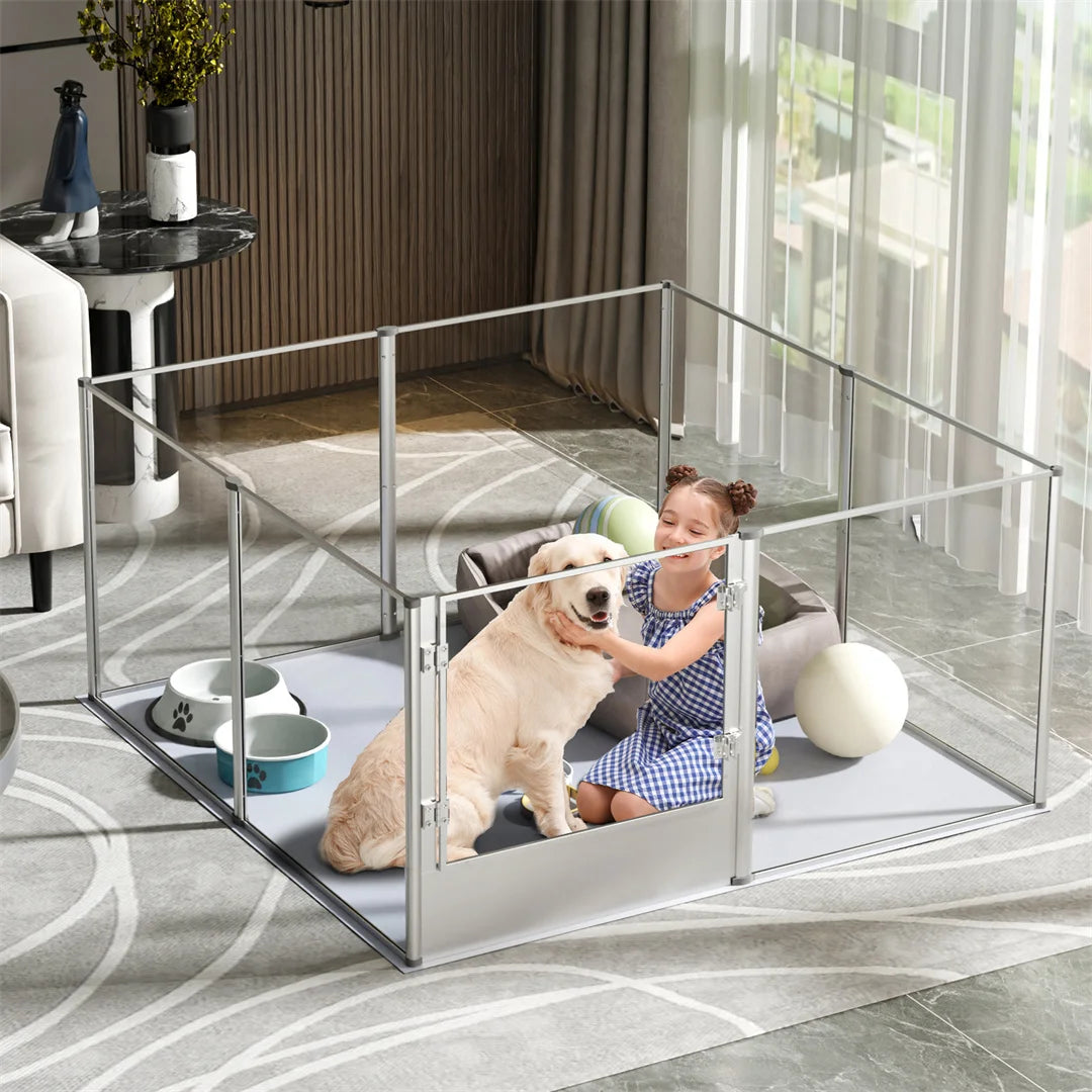 Bingopaw Clear Acrylic Pet Playpen With Waterproof Pad For Small Animals