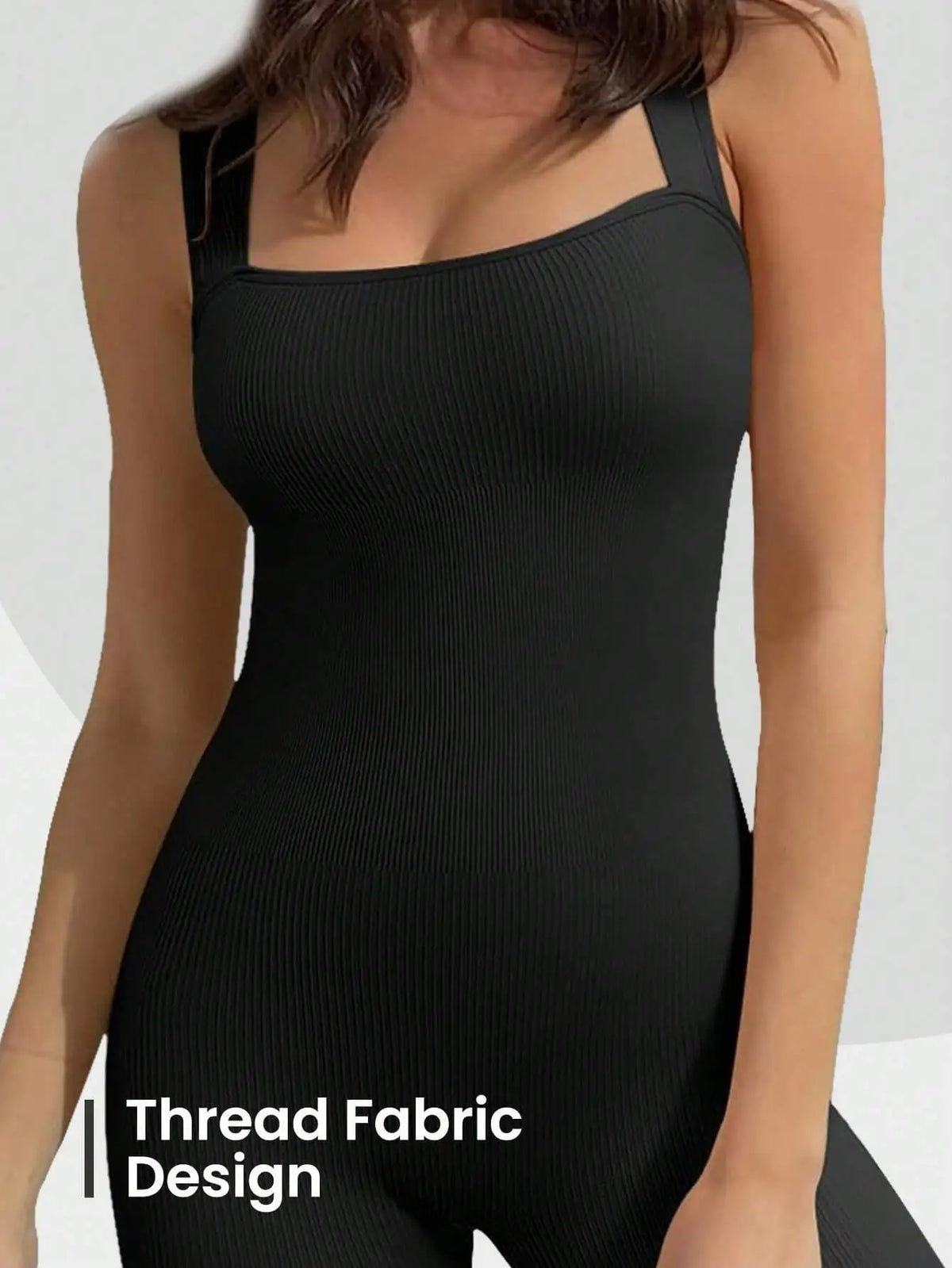Women's Square Neck Sleeveless Workout Jumpsuit Bodycon Unitard Romper