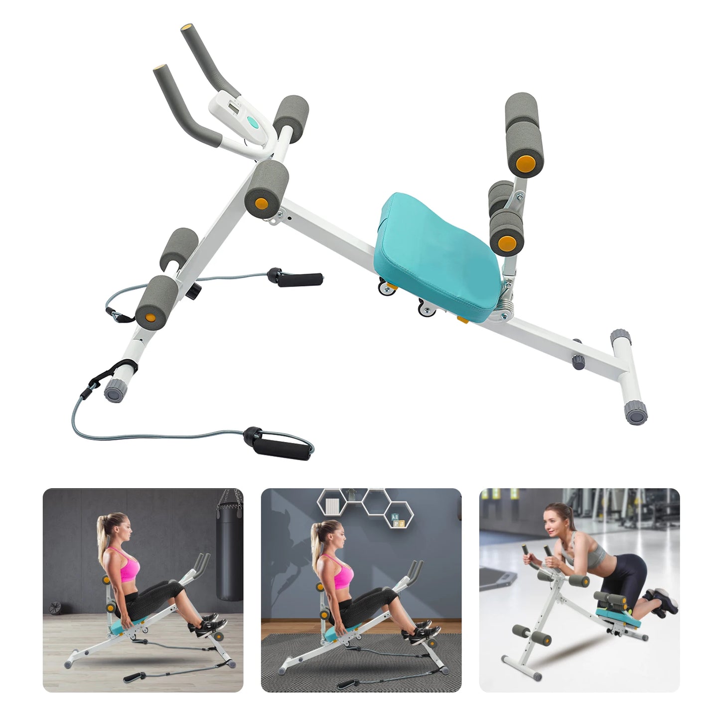 Home Gym Waist Trainer Exercise Machine With LCD Display Cushions