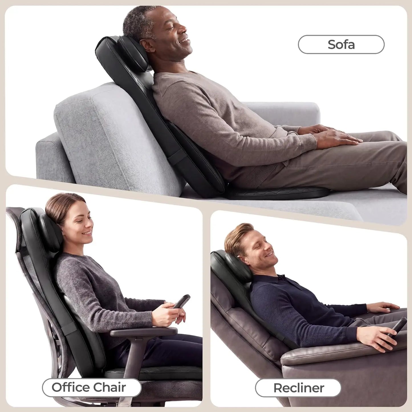 HIMOUTA 3-in-1 Shiatsu Massage Cushion With Heat 4D Kneading