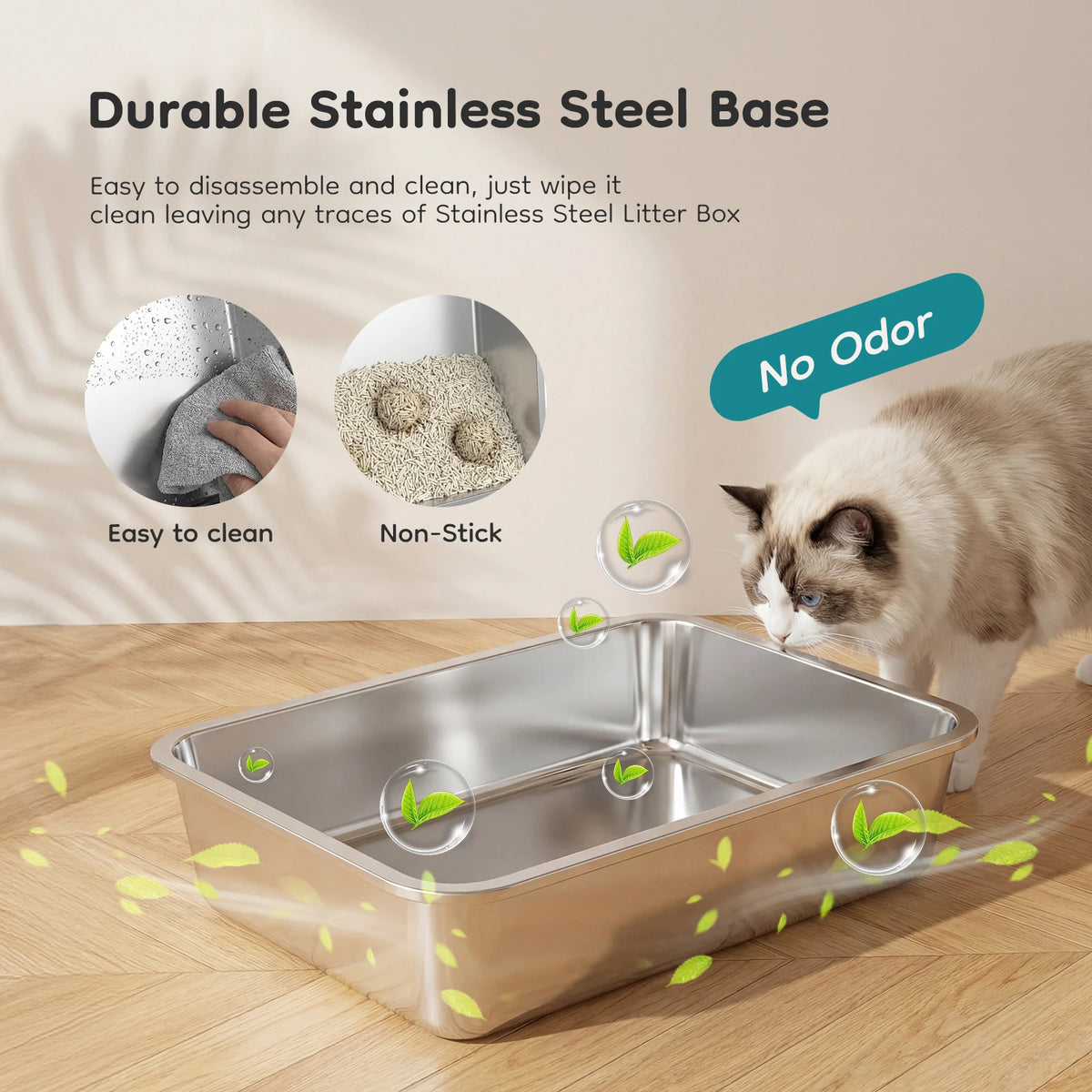 Stainless Steel Fully Enclosed Cat Litter Box With Safe Door