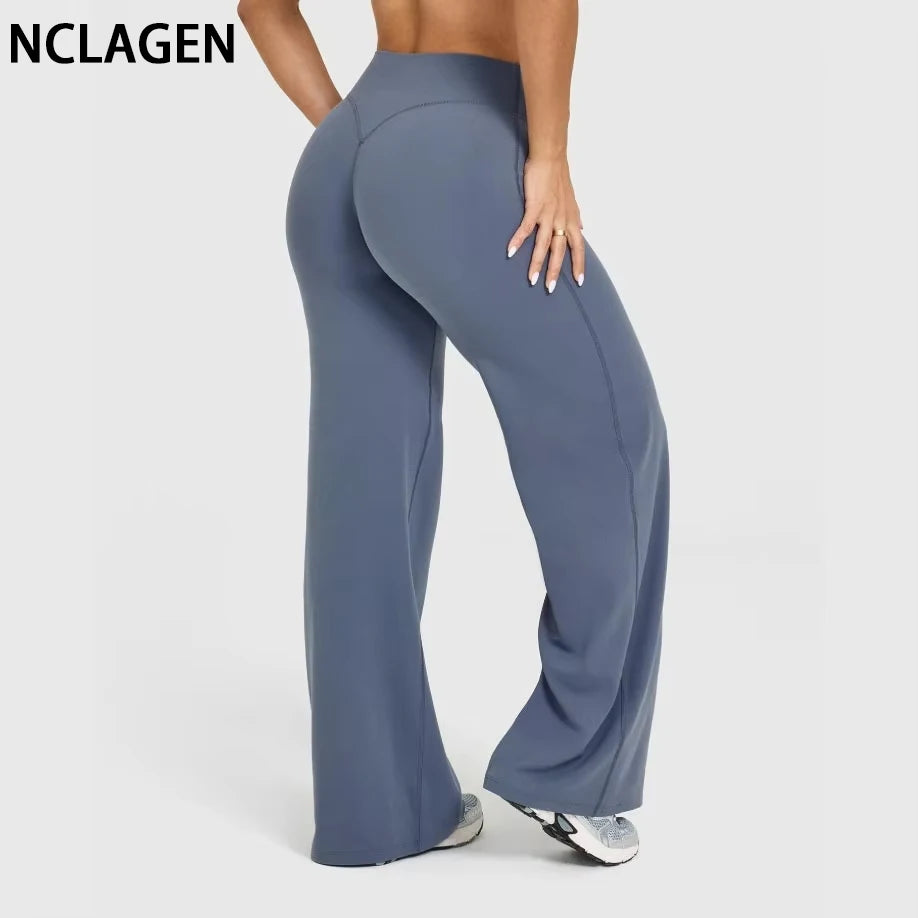 NCLAGEN SoftMotion Straight Leg Yoga Pants for Women Mid Waist