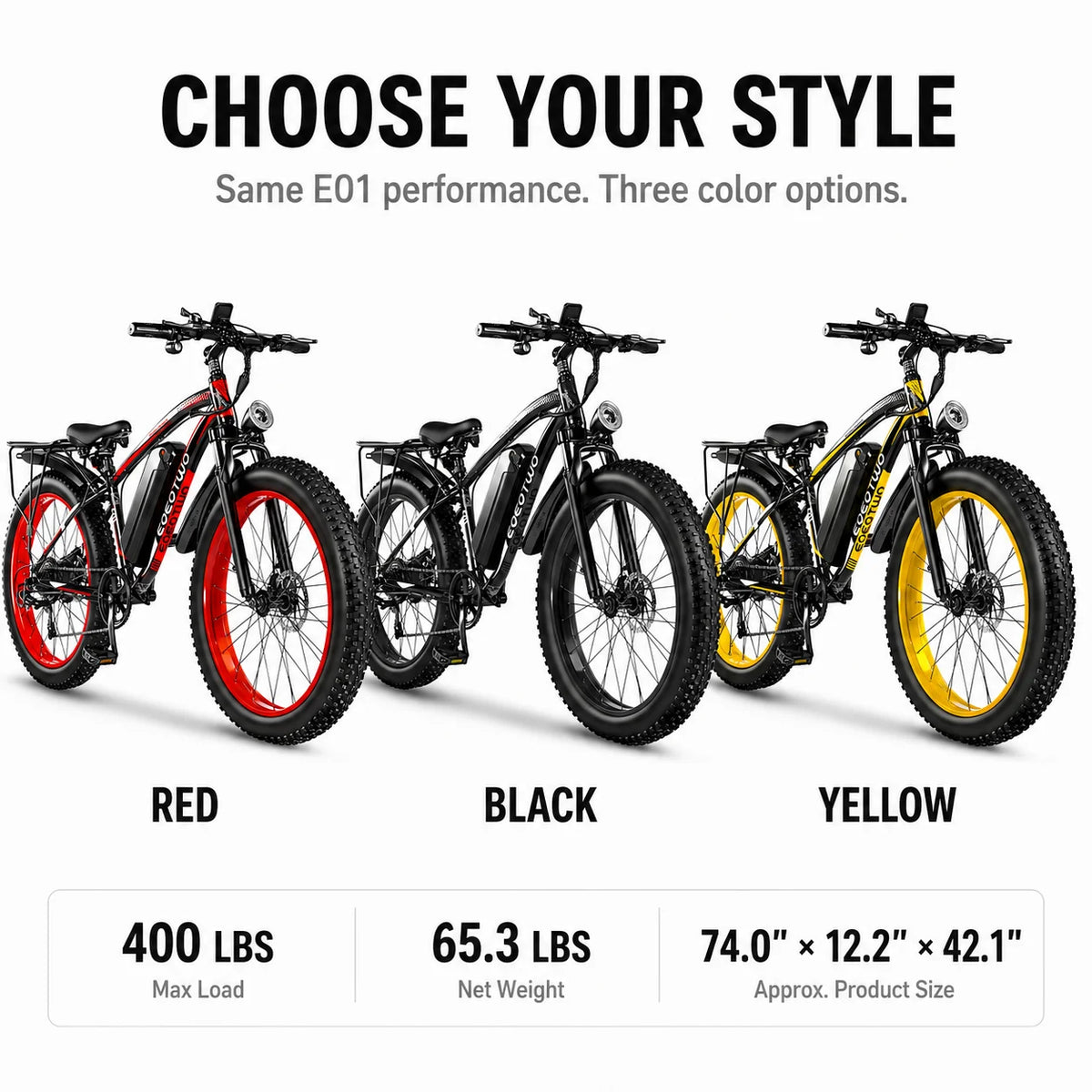 Eoeotwo Fat Tire Electric Bike With High Performance Motor