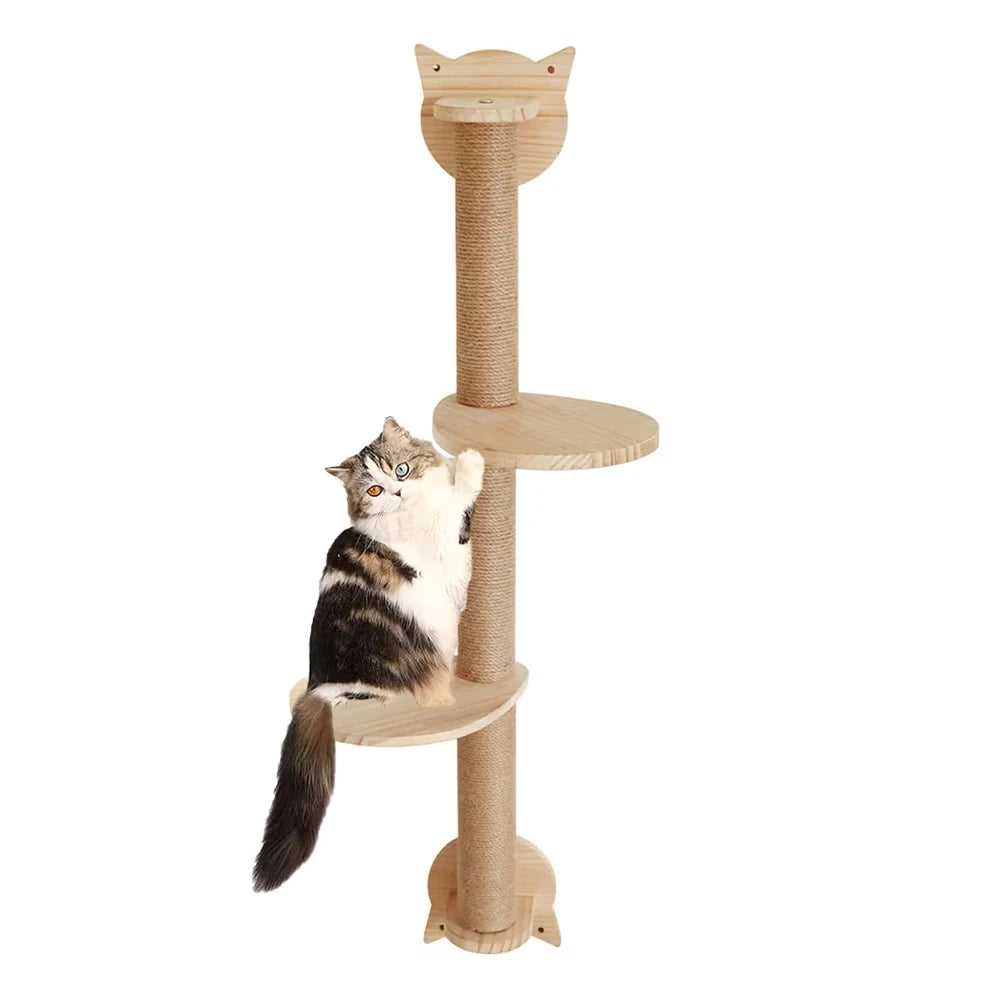 CWV Sisal Wall Mounted Cat Tree With Hammock And Scratcher
