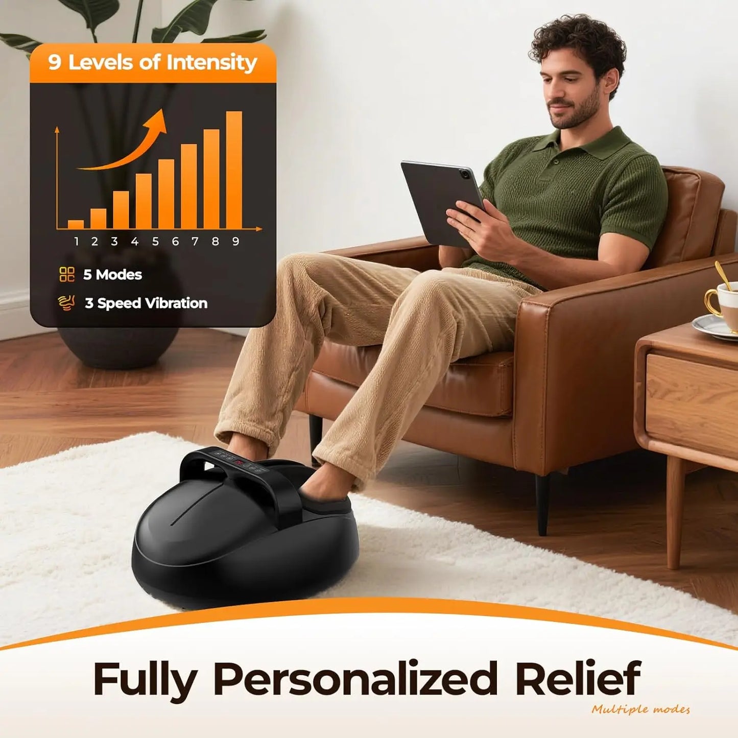 HTM Shiatsu Foot Massager With Deep Kneading Heat Air Pressure