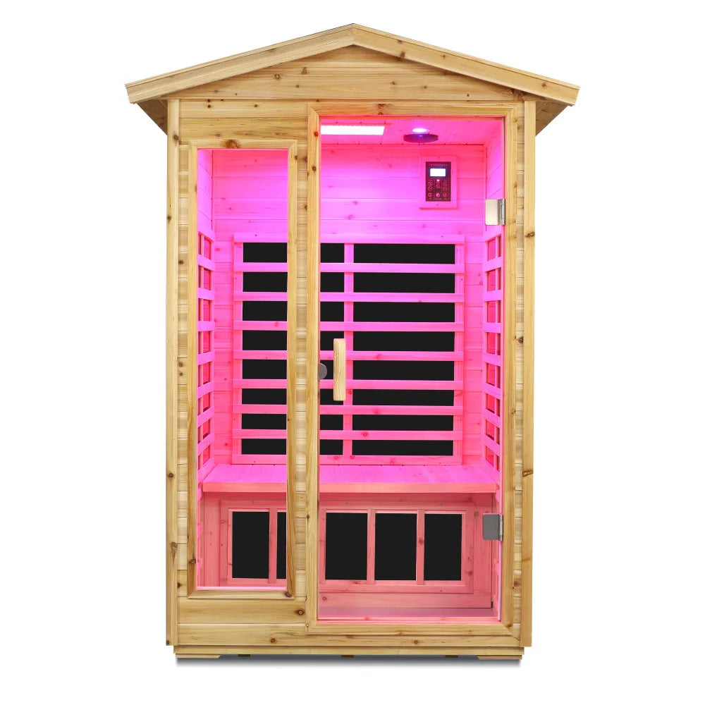 Two Person Far Infrared Old Fir Outdoor Sauna Room