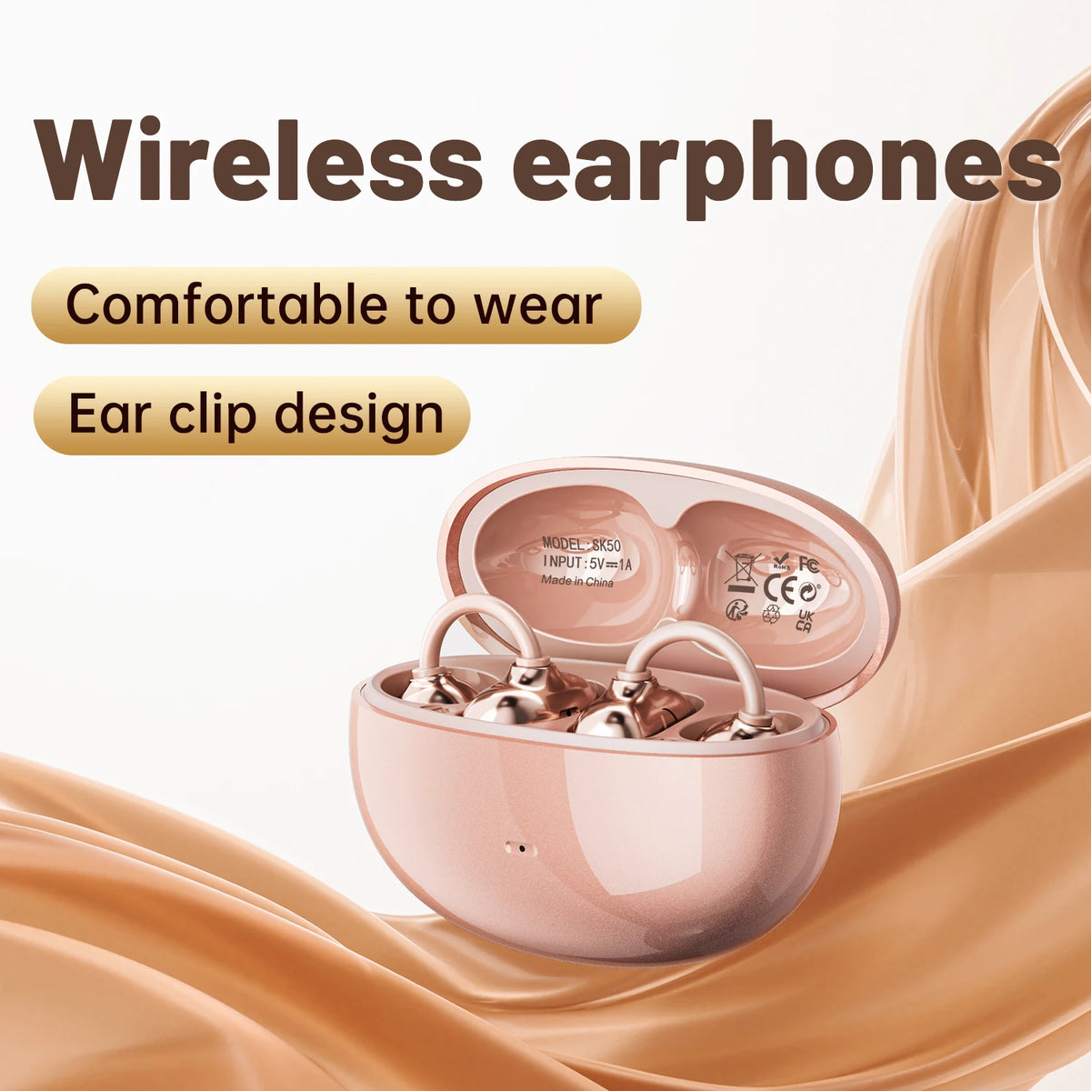 Insonixn Open Ear Clip Wireless Bluetooth Headphones With Mic