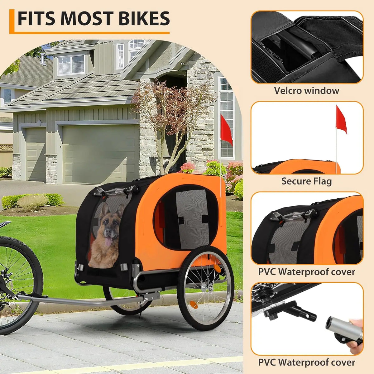 TwisterCk Foldable Dog Bike Trailer Pet Bicycle Carrier