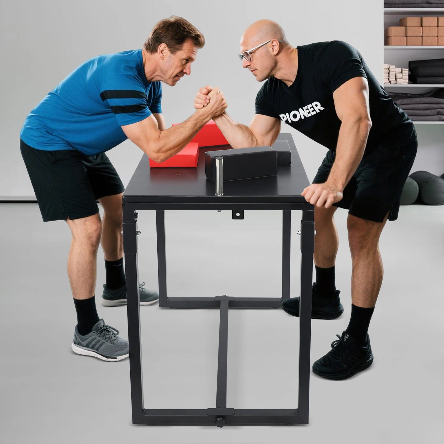 Arm Wrestling Table Folding Strength Trainer With Steel Frame For Home Gym