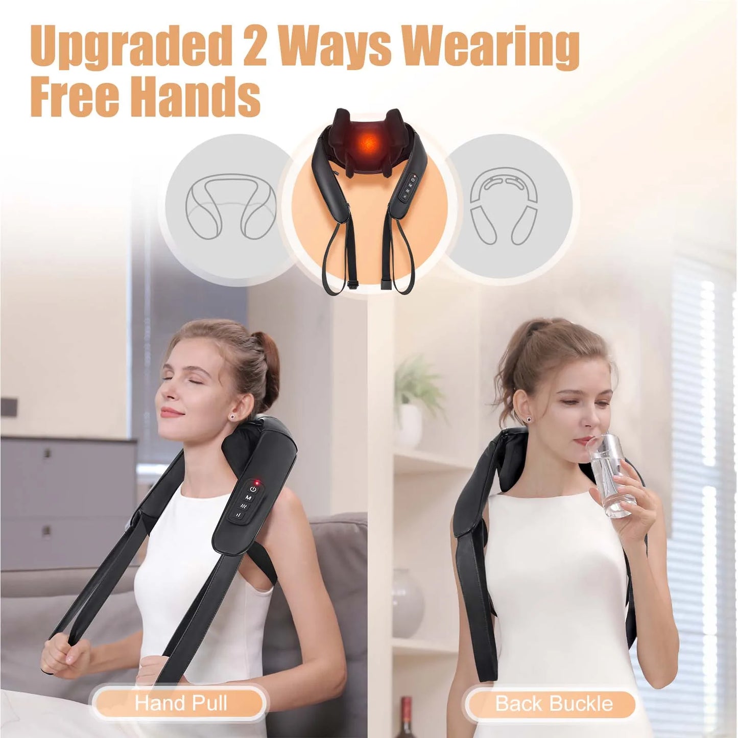 MASGRE Shiatsu Back Neck Massager Cordless Shoulder Massager With Heat